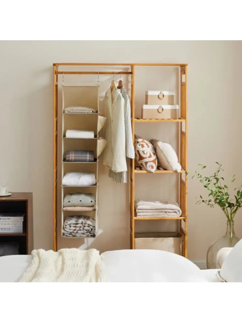 YOU DENOVA Beige 6-Shelf Hanging Closet Organizer - 2 Pack